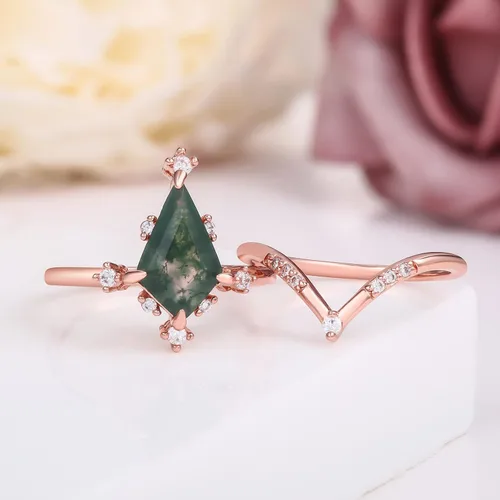 Miniatura 2 de LAZLUVU Anillos de compromiso de cristal, anillos de boda chapados en oro, anillo de boda para mujer