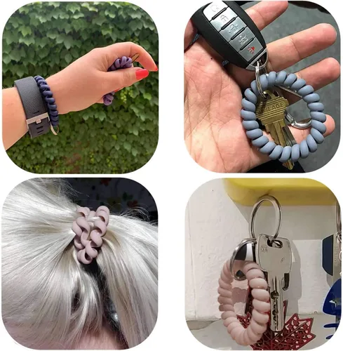 Miniatura 7 de BIHRTC Llavero de muñeca con resorte flexible espiral de muñeca de bobina de sauna llavero
