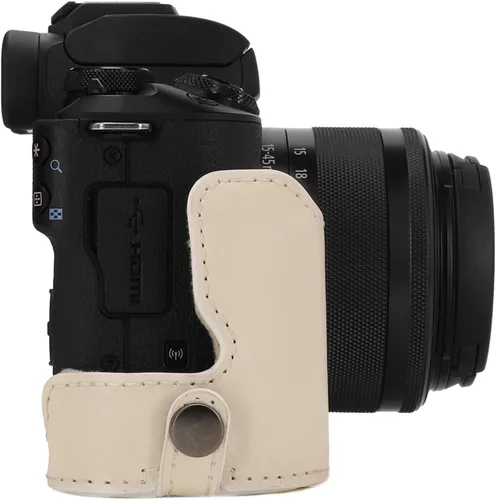 Miniatura 8 de MegaGear Canon EOS M50 - Funda de piel sintética para cámara, diseño siempre listo con acceso a la batería, lente de 0.591-1.772 in, color blanco