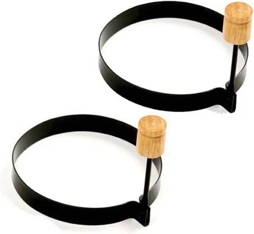 Norpro Anillos redondos antiadherentes para huevos de panqueques, juego de 2, negro