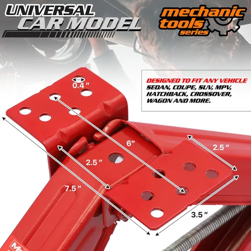 Miniatura 6 de M-AUTO Juego de 2 gatos de tijera de 2.5 toneladas para remolque de viaje, extensión máxima de 23.5 pulgadas, gatos estabilizadores de remolque