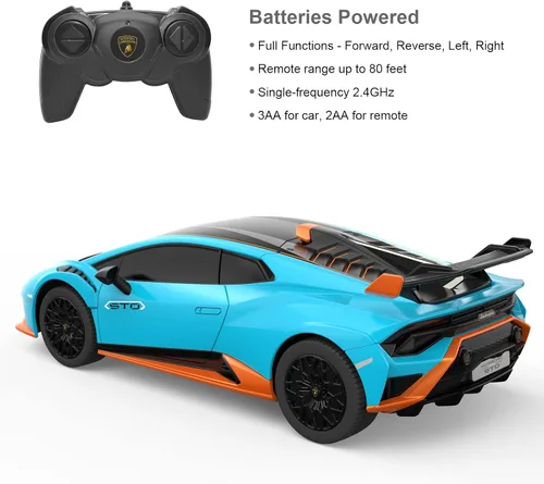 Miniatura 6 de RASTAR por Lamborghini Huracan STO RC Car 1:24 Escala Control Remoto Coche de Juguete, Vehículo Modelo R/C para Niños Negro RC - Azul
