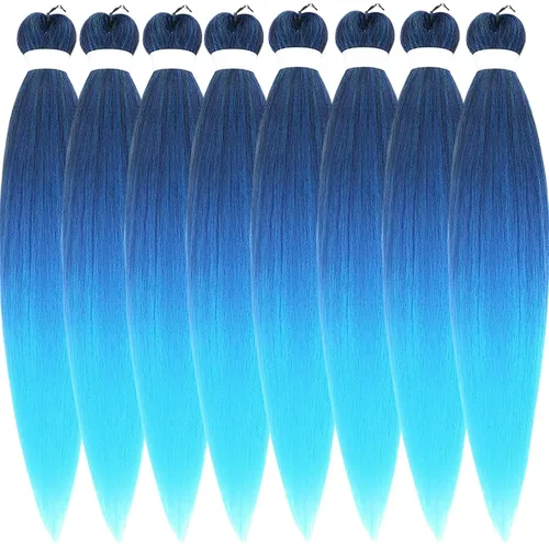Miniatura 102 de Cabello trenzado preestirado rosa magenta, extensiones de cabello sintético de color rosa para trenzas, no tóxico, hipoalergénico