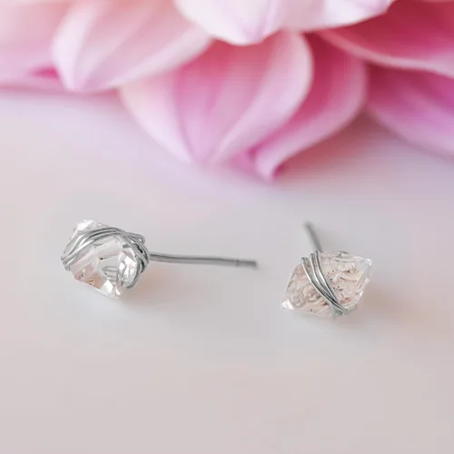 Miniatura 3 de Herkimer Diamond Stud Earrings in solid 14K, Sterling Silver, Gold Fill, or Rose Gold Fill by Lotus Stone Jewelry