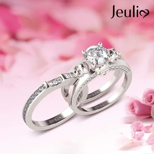Miniatura 3 de Jeulia Juego de anillos de boda intercambiables de 2.5 quilates para mujer, anillos de plata de ley 925, anillos de compromiso de circonita cúbica