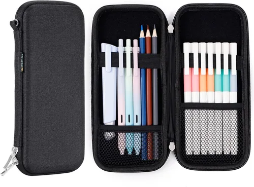 Miniatura 8 de Estuche Duro Mejorado para Lápices para Adultos, Estuche Resistente para Bolígrafos con Cremallera - Gris