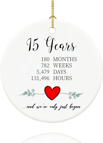 Miniatura 8 de Adorno de aniversario de 10 años para pareja, novia, novio, regalos de boda para 10 aniversario, recuerdo de cerámica 10 ° boda adornos de Navidad