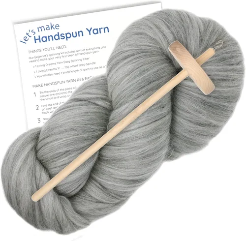 Miniatura 10 de APRENDE a GIRAR - Kit de Spinning para Principiantes con Husillo de Caída y Lápiz Merino Roving. Elige tu color y haz hilo! Color: Gamuza