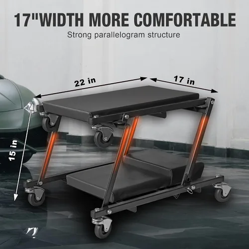Miniatura 4 de BIG RED ATW4015ZR Torin, asiento plegable Z-Creeper de 40", plataforma rodante 2 en 1 para taller/garaje, capacidad de 330 libras, plataforma