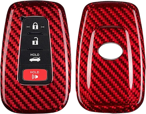 Miniatura 8 de Funda para llavero de fibra de carbono genuina para Toyota 86 GT86 Avalon C-HR Camry Corolla Highlander Land Cruiser Prado Prius RAV4 2016-2023
