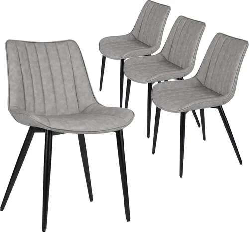 Miniatura 10 de Juego de 2 sillas de comedor voladizas, sillas de comedor modernas de mediados de siglo con patas de metal negro, sillas de cocina tapizadas