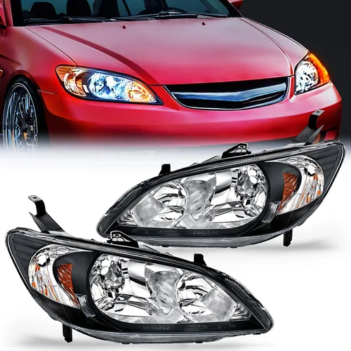 Miniatura 17 de Nilight - Conjunto de faros delanteros compatibles con Honda Civic 1996 1997 1998, reemplazo de faros delanteros, carcasa cromada, reflector ámbar