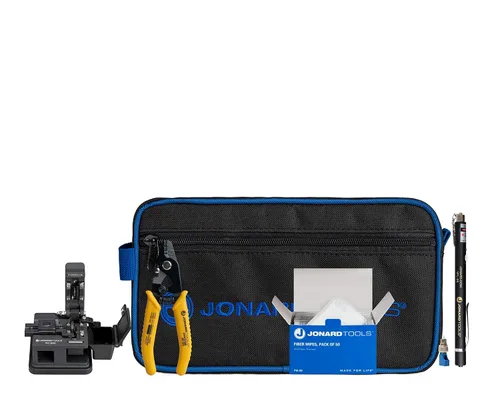 Jonard Tools Kit de limpieza y preparación del conector de fibra óptica TK-184 con VFL, cuchilla de fibra, pelador de fibra y toallitas de fibra