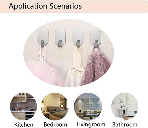 Miniatura 5 de Ganchos autoadhesivos pequeños para colgar ganchos de pared resistentes Paquete de 10 ganchos adhesivos de pared