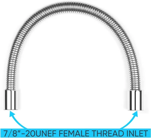 Miniatura 2 de CWM Manguera de acero inoxidable flexible de metal de 18.5 pulgadas para grifos comerciales de fregadero de cocina, reemplazo de manguera flexible