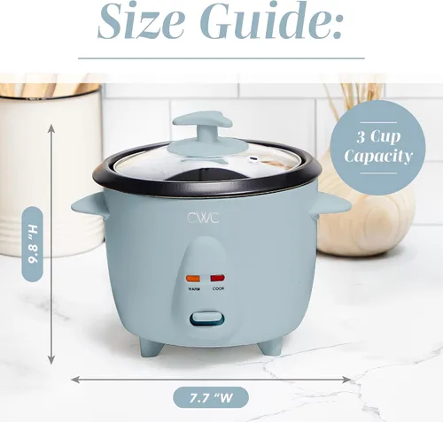 Miniatura 3 de COOK WITH COLOR Arrocera de 6 tazas de 300 W, cocción sin esfuerzo y perfectamente, cocina 3 tazas de arroz crudo para 6 tazas de arroz cocido, azul