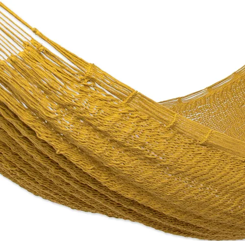 Miniatura 4 de Novica Handmade Uxmal Ocher Cotton Rope Hammock (Single)