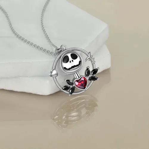 Miniatura 5 de ONEFINITY - Collar de pesadilla de plata de ley con colgante de corazón infinito collar de calavera para regalo de cumpleaños para mujeres esposa