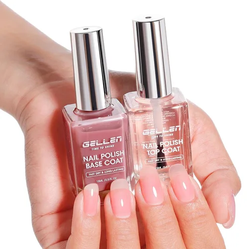 Miniatura 14 de GELLEN Esmalte de uñas base transparente, capa superior, base con tinte rosa claro y capa superior brillante sin necesidad de limpieza