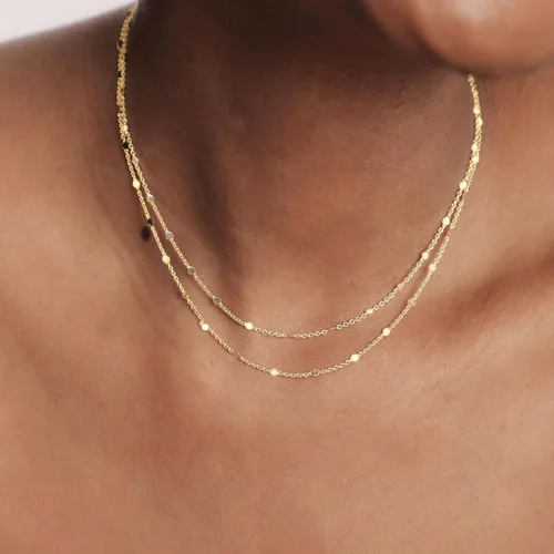 Miniatura 4 de Sewyer Gargantilla chapada en oro de 14 quilates para mujer, delicada, cadena de monedas, gargantilla de iluminación simple, collares de espina