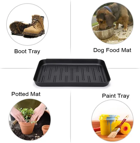 Miniatura 5 de OwnMy Bandeja negra para botas, tapete multiusos para plantas, alimentos para mascotas, perros, cuencos de agua, caja de arena para gatos, tapete