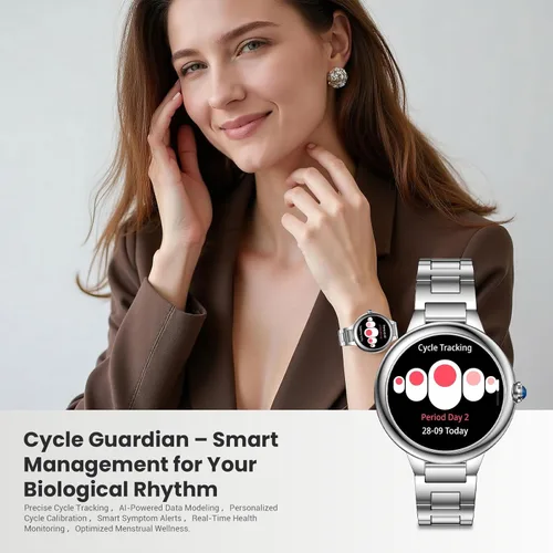 Miniatura 5 de SOUYIE Reloj inteligente DA GPT 2026 para mujer, pantalla AMOLED de 1.19 pulgadas, esfera de reloj personalizable AI, frecuencia cardíaca, monitor