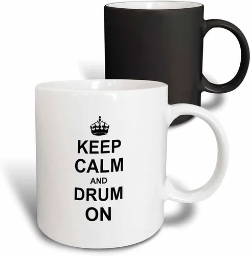 Miniatura 13 de 3dRose - Taza con texto en inglés "Keep Calm And Drum On", color negro