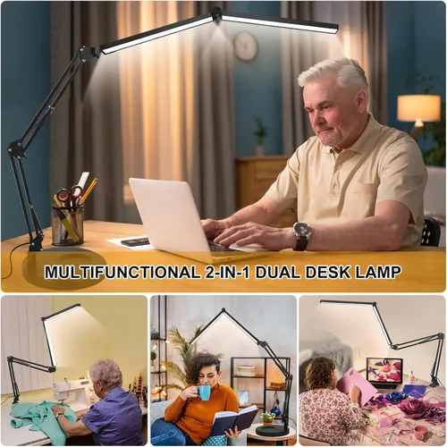 Miniatura 7 de Toolour Lámparas de escritorio para tecnología de uñas, lámpara de arquitecto doble grande de 24 W con control remoto, 5 colores, modo de sueño