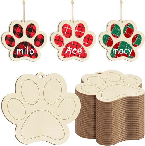 Miniatura 16 de Adornos de madera para árbol de Navidad para pintar, decoración de Navidad y Acción de Gracias, recortes sin terminar, 24 piezas de 3.5 x 3