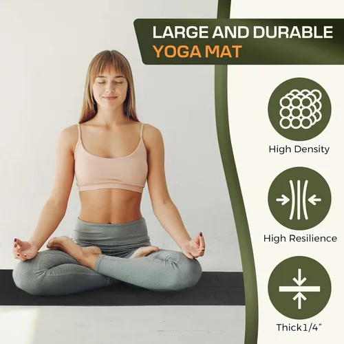 Miniatura 3 de U&M Yoga Mat Non Slip, 0.24" Thick 72"x24" TPE Yoga Mats for Women Men, Anti-Tear Exercise & Fitness Mat with Carrying Strap, Workout Mats for Yoga