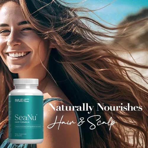 IVL - Suplementos de vitaminas para el cabello SeaNu - Fuerza del cabello, grosor de hebra, crecimiento del cabello - con biotina, vitamina B3,