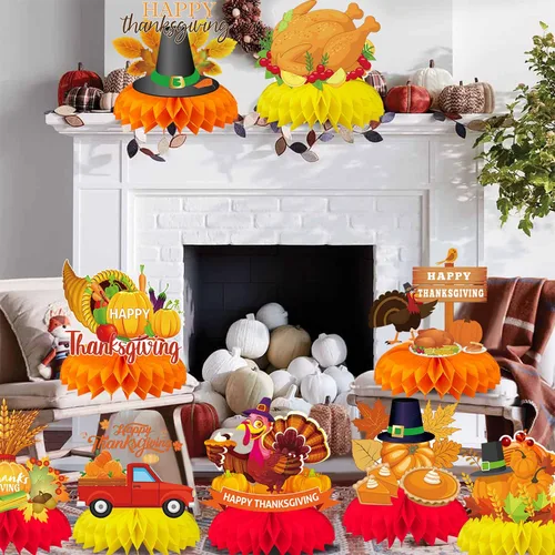 Miniatura 36 de 9 piezas de decoración de centro de mesa de otoño, decoración de mesa para fiesta de otoño, centro de mesa de Acción de Gracias, centro de mesa