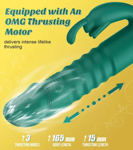 Miniatura 2 de Consolador vibrador de empuje de conejo grueso, juguetes sexuales para adultos, vibrador de punto G para placer femenino, dispositivo