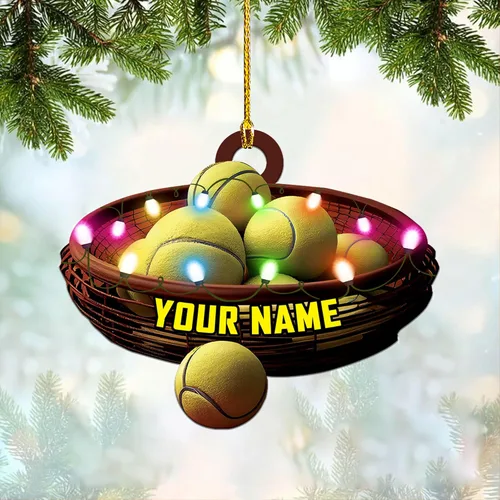 Miniatura 11 de Adorno plano acrílico personalizado para niña, jugador de tenis, regalo para amantes del tenis, jugador de tenis, adorno de Navidad para árbol