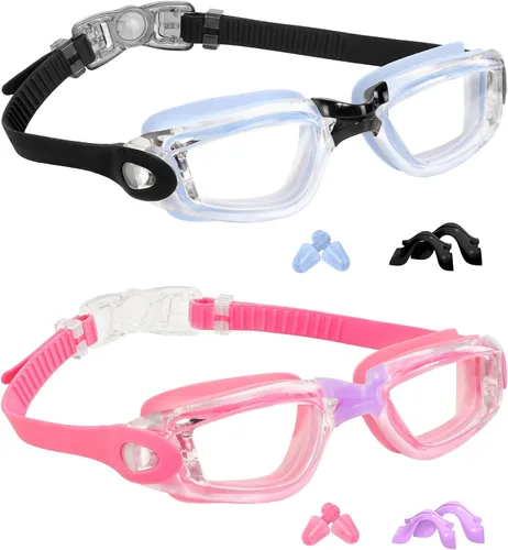 Miniatura 11 de EverSport Gafas de natación para niños, paquete de 2 gafas de natación para niños y adolescentes, gafas de natación antivaho anti-UV para jóvenes