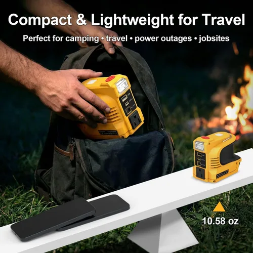 Miniatura 6 de Inversor de corriente real de 220 W compatible con batería DeWalt de 20 V, CC 20 V a CA 110 V-120 V estación de energía portátil con 1 salida de CA