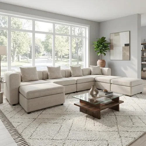 Miniatura 11 de Sofá modular modular de 3 plazas, terciopelo moderno con funda de cojín extraíble y lavable para espacios pequeños, marco de madera maciza, 108.66