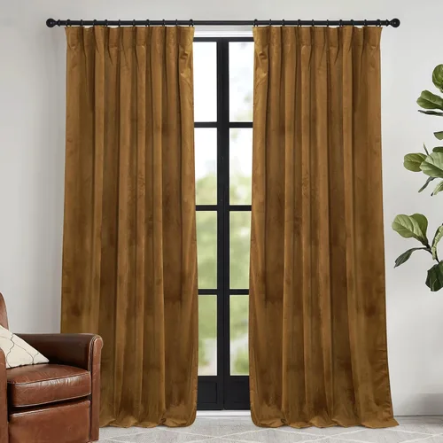 Miniatura 21 de RYB HOME Cortinas elegantes de terciopelo verde de 108 pulgadas de largo, bloqueo de luz, aislamiento térmico, elegantes cortinas de terciopelo
