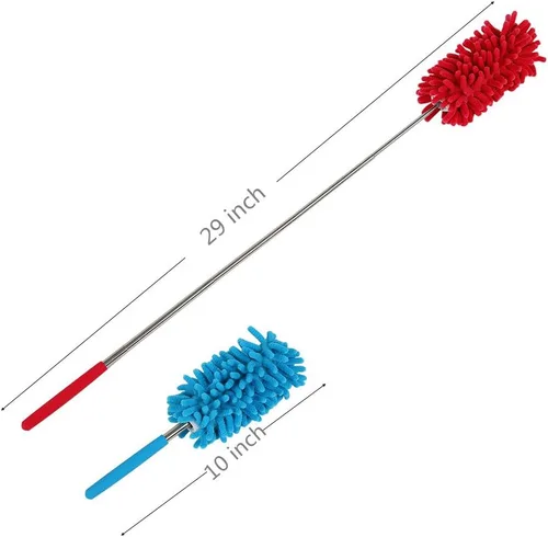 Miniatura 3 de Maguu Cepillo de polvo lavable de largo alcance con poste telescópico, plumero de microfibra flexible extensible retráctil para el hogar, automóvil