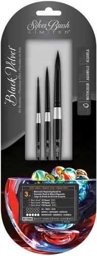 Miniatura 14 de Silver Brush Limited WC-3000S - Juego de acuarela Master de terciopelo negro, juego de 3 pinceles, forro de escritura tamaño 1, tamaño de lavado