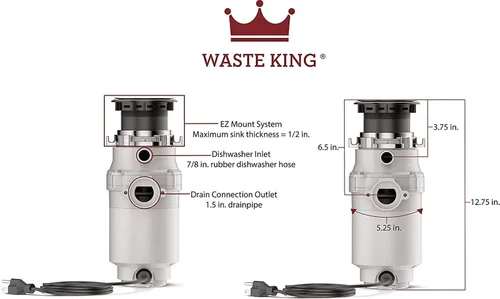 Miniatura 4 de Waste King Legend Triturador de alimentos con eliminación de alimentos Serie 1/2 HP – (l-1001)