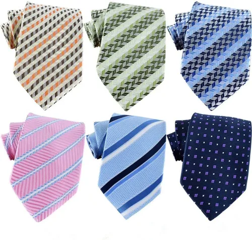 Miniatura 89 de WeiShang Lote de 6 corbatas clásicas de seda para hombre, corbatas tejidas jacquard