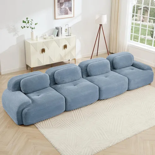 Miniatura 37 de Juego de sofás seccionales sin hueso de 117 pulgadas para sala de estar, modular en forma de L y sofá de 3 plazas con asiento profundo, almohadas
