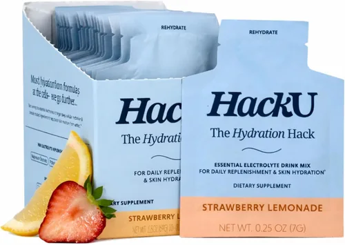 Miniatura 12 de HackU Hydration Hack - Paquetes de hidratación de electrolitos y piel – Mezcla de bebida sin azúcar, sin hinchazón con magnesio, ácido hialurónico