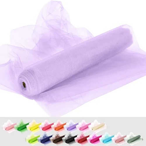 Miniatura 12 de Rollos de tela de tul, 54 pulgadas por 10 yardas (30 pies), cinta de tul para decoración de fiestas de boda, rollo de tela transparente en bobina
