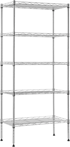 Miniatura 11 de BestOffice Estantes de almacenamiento de 5 estantes, estantería ajustable, estantes de metal, 11.6 pulgadas de profundidad x 21.5 pulgadas de ancho