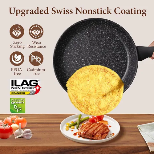 Miniatura 2 de Sartenes antiadherentes, utensilios de cocina de piedra saludable, sartén profunda, sartén para tortillas, sartenes antiadherentes para cocinar