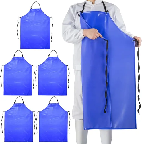 Delantal de vinilo resistente a productos químicos, color azul, talla grande, unisex, de PVC, para lavavajillas, peluquería de perros, jardinería,