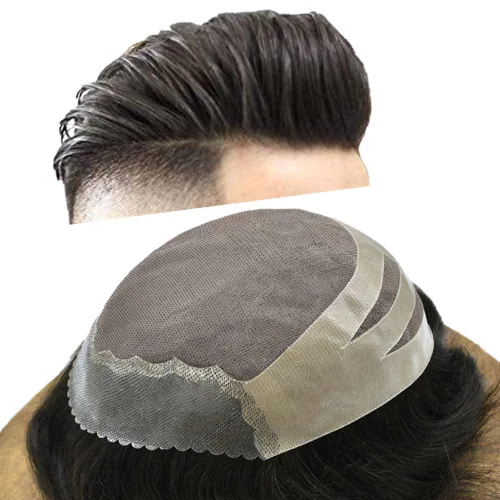 LYRICAL HAIR Sistema de cabello humano Toupee de repuesto para hombre, monofilamento para hombre, postizo de polietileno PU, unidad de cabello para