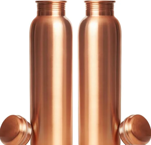 Miniatura 8 de Botella de agua de cobre 100% puro de 34 onzas – Recipiente de cobre ayurvédico grande liso para agua potable, a prueba de fugas, sin BPA, viajes